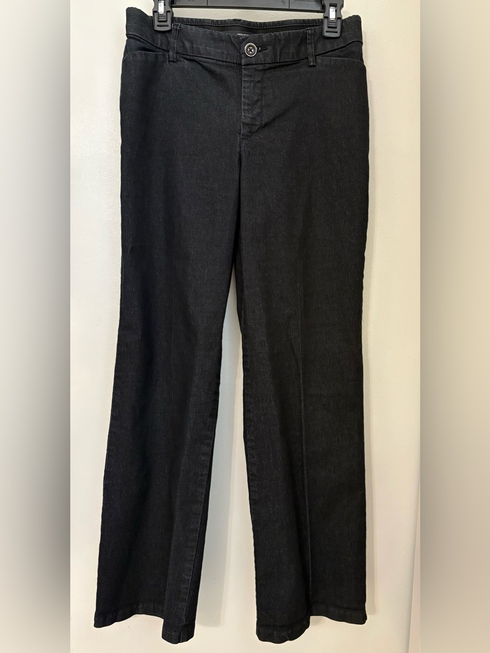 Lee Black Regular Fit Mid Rise Flex Motion Trousers Size: 8 Short Cotton Blend